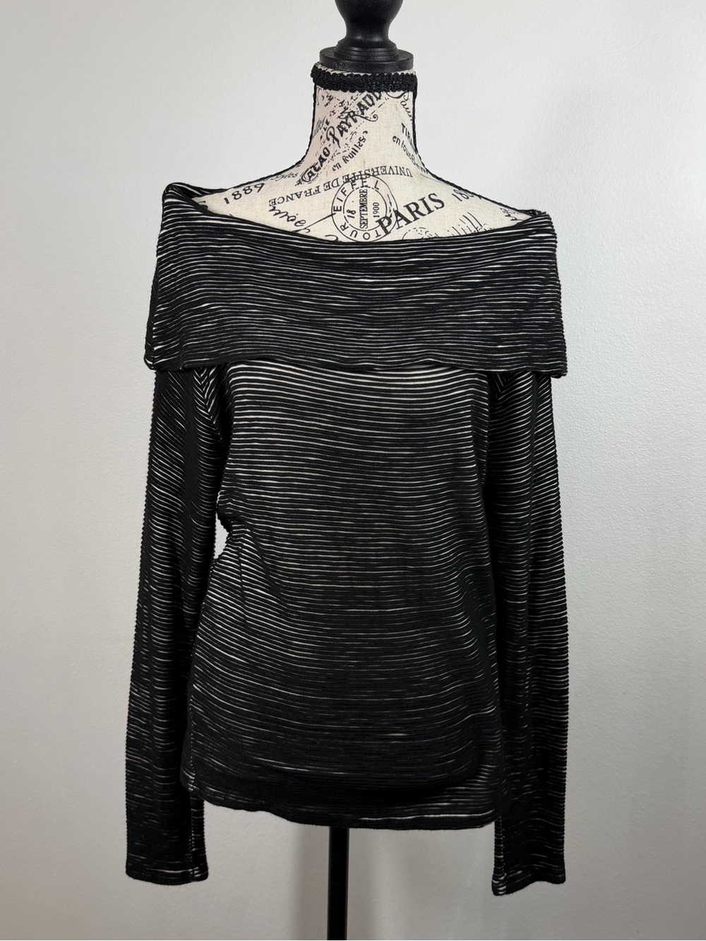 Office Siren Striped Dolan Left Coast Cowl Neck Top S